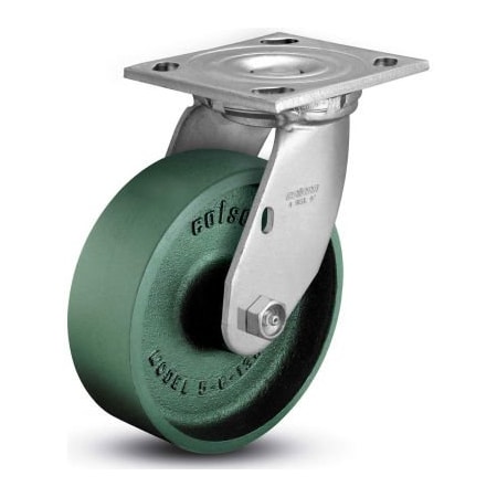 Colson 4 Series Swivel Plate Caster - Cast Iron 8 Dia. 1250 Lb. Cap. 4.08199.139